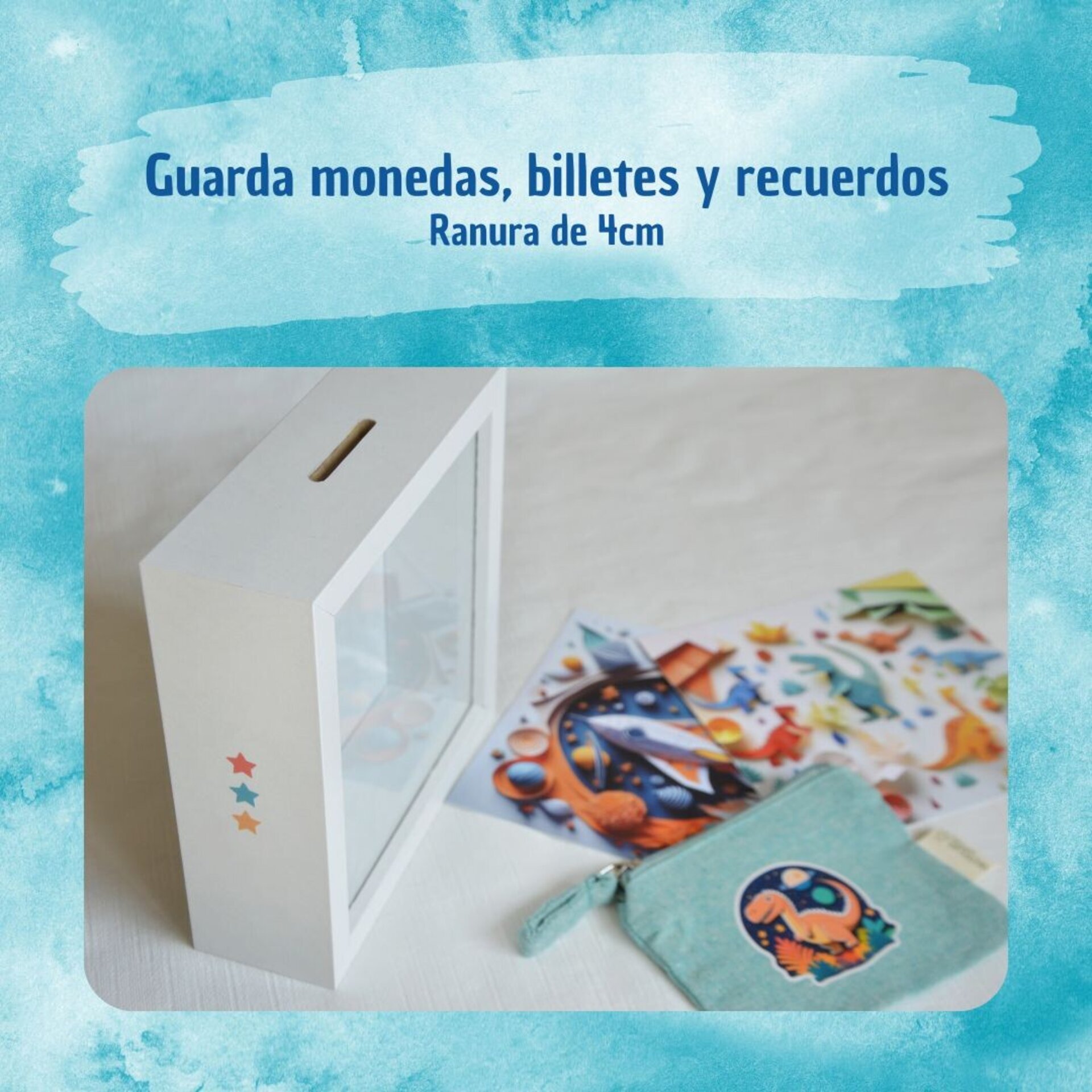 Hucha de Madera Infantil con Monedero - 4